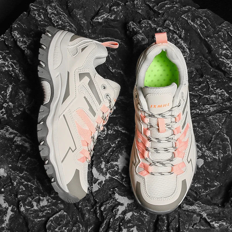 2023 Women Outdoor Casual Shoes Summer Breathable Mesh Hiking Sneakers Female Light Trekking Footwear Flat Fashion Climbing Work