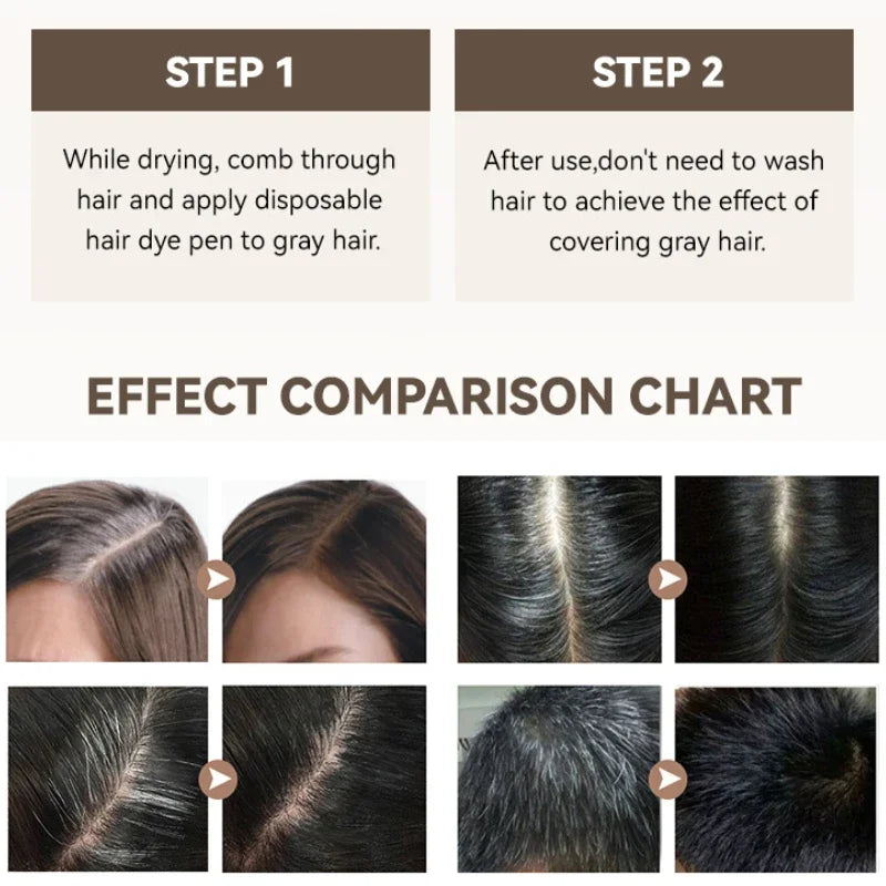 Black Brown Hair Dye Pen One-time Temporary Hair Dyeing Stick Cover Grey White Hair Fill in Hairs Coloring Styling Makeup Tools