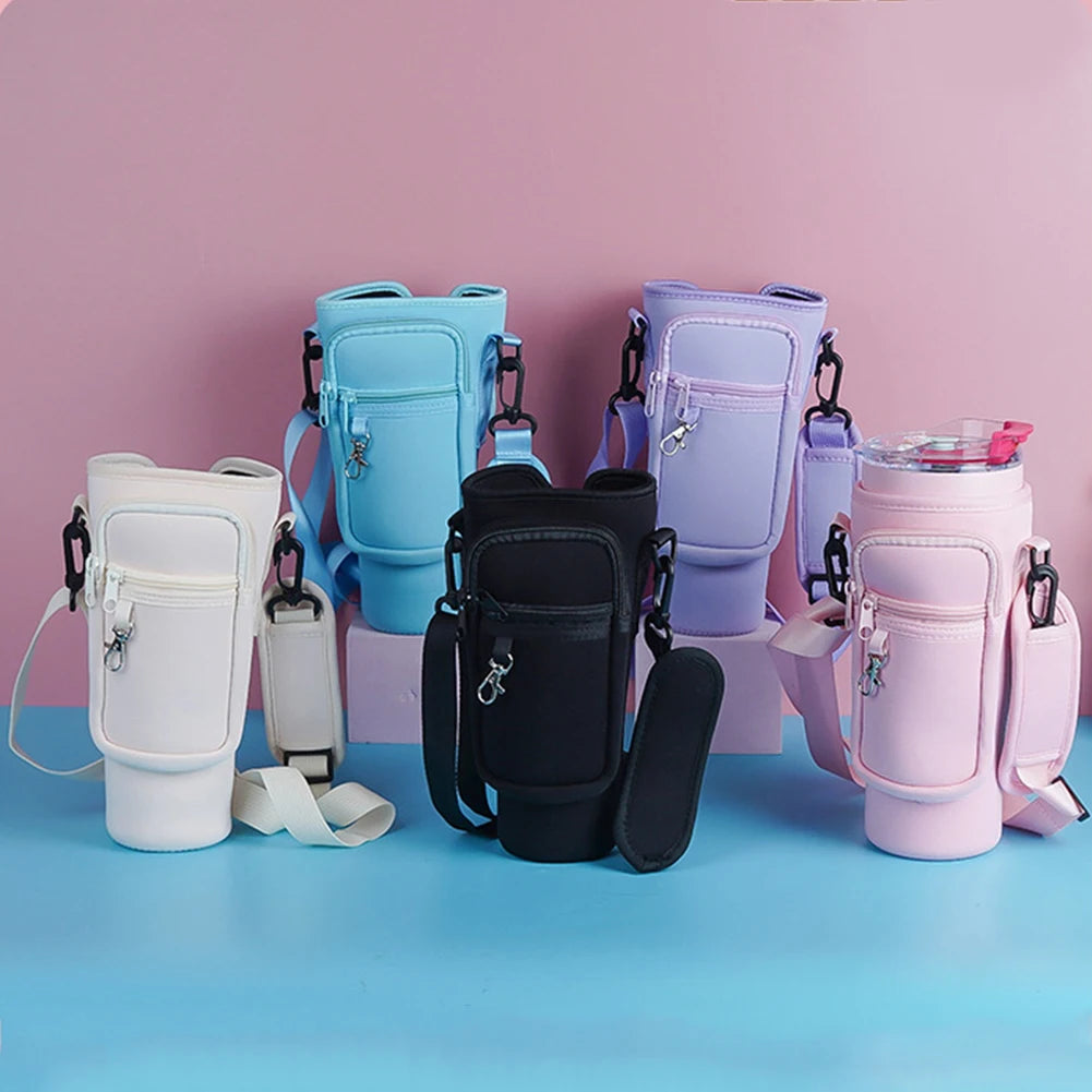 40oz Water Bottle Cover Bag Pouch With Adjustable Straps Neoprene Water Pouch Holder Bottle Carrier Bag For Stanley Quencher Cup