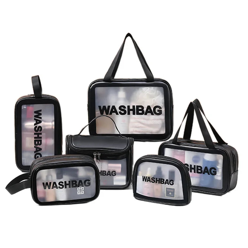 Portable Travel Clear Storage Bag PVC Makeup Bag Waterproof Washbag Transparent Large Capacity Women's Portable Cosmetic Cases