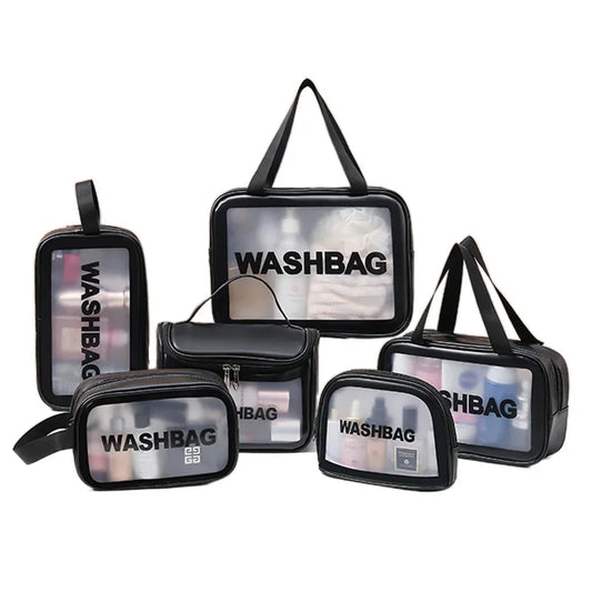 Portable Travel Clear Storage Bag PVC Makeup Bag Waterproof Washbag Transparent Large Capacity Women's Portable Cosmetic Cases