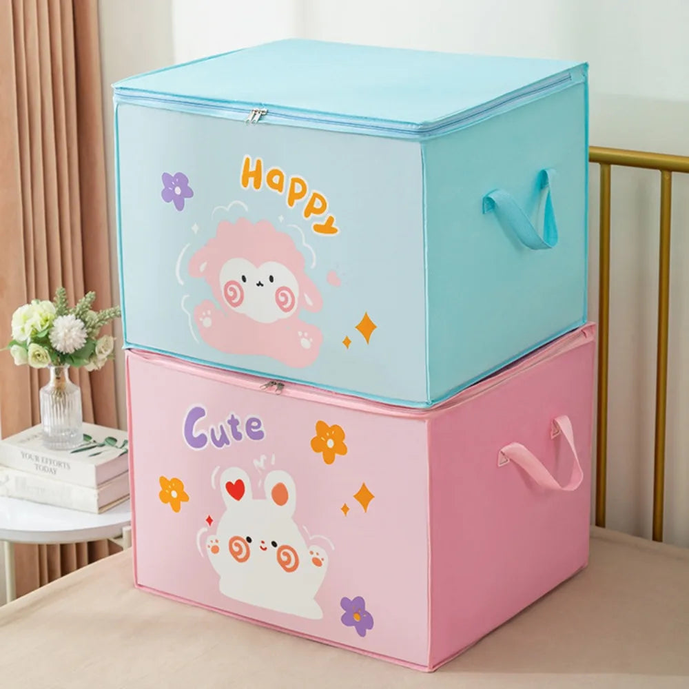Cartoon Bear Storage Bag Zipper Large Capacity Clothes Quilt Storage Bag Moisture-Proof And Mildew Proof Moving And Sorting Bag