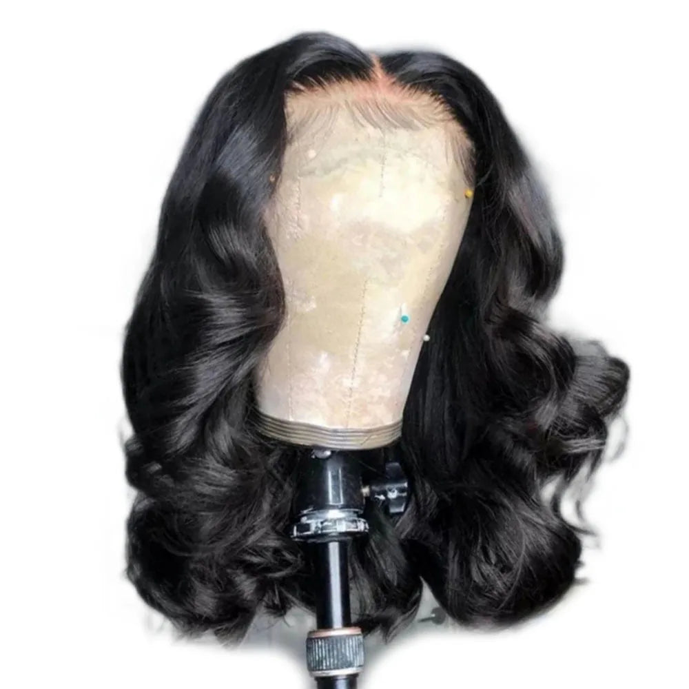 African Synthetic wig women's black wavy curly medium long hair chemical fiber matte high-temperature silk headband cover 50CM