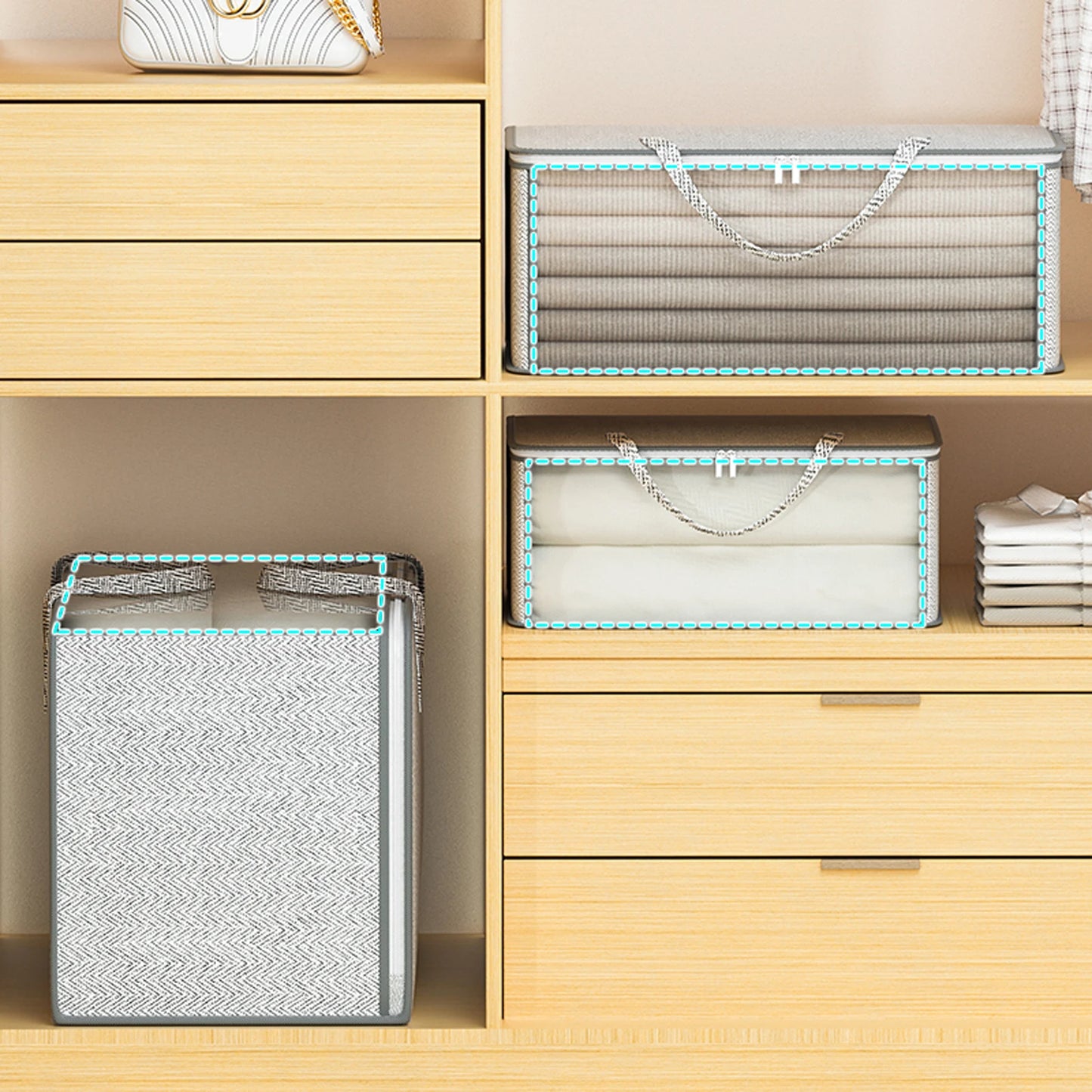 Folding Large Capacity Non-woven Storage Bag Clothing Quilt Pillow Children's Toy Storage Organizer Portable Storage Bag