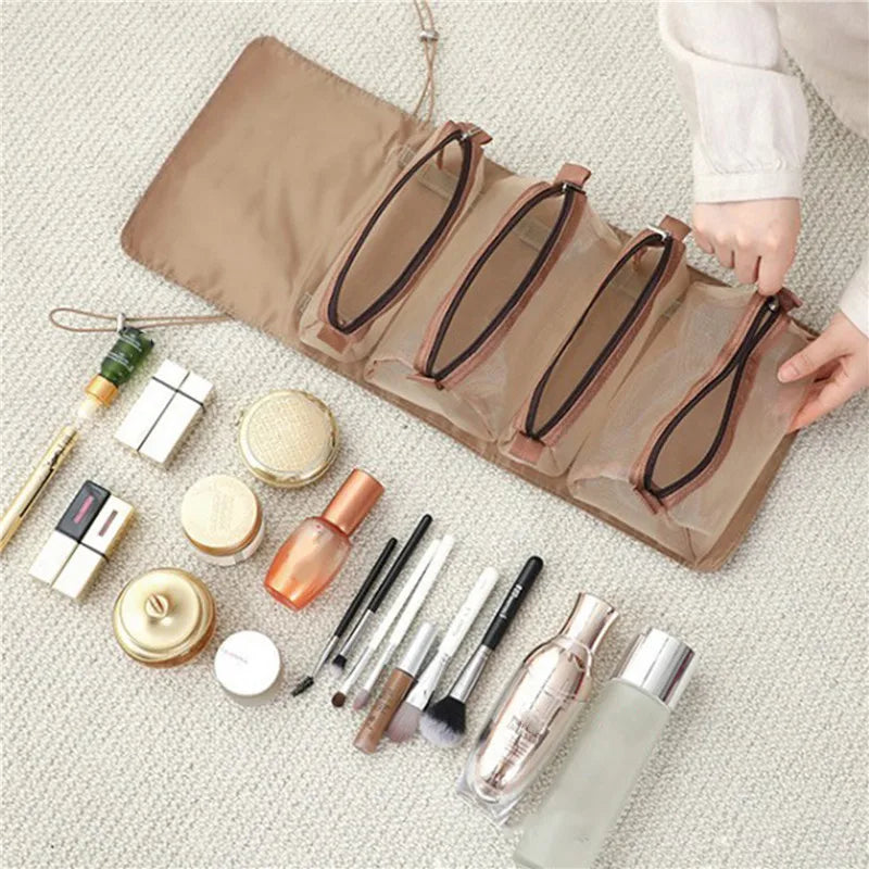 4PCS In 1 Travel Separable Cosmetic Bag Women Mesh Make Up Bags Beautician Toiletry Makeup Brushes Lipstick Storage Organizer