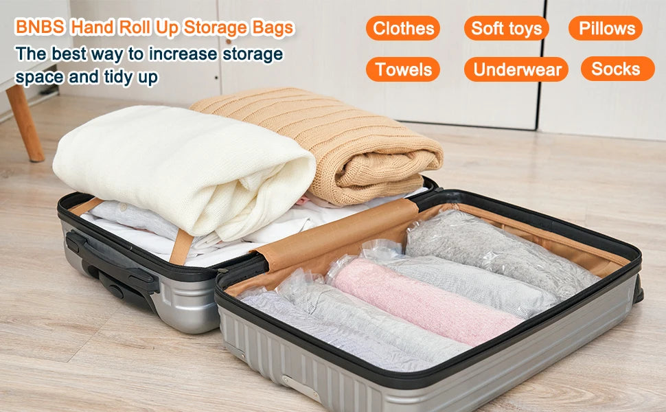 Travel Compression Bags, Roll Up Travel Space Saver Bags for Luggage, Cruise Ship Essentials Cothes