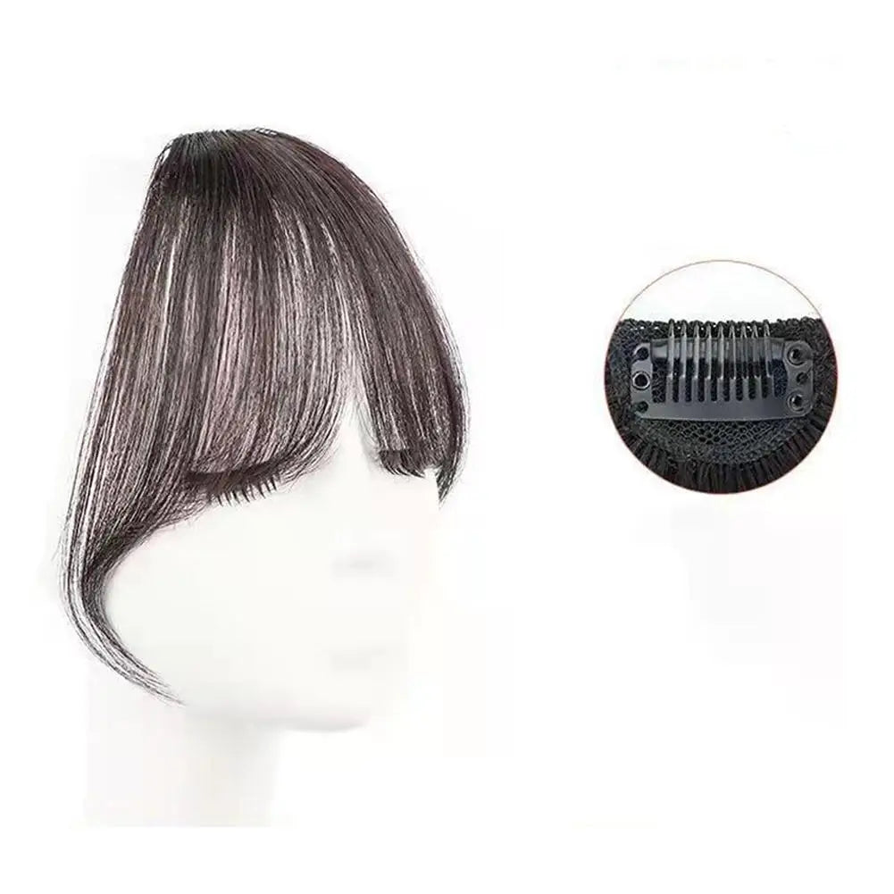 Air Bangs Wig For Women With Natural Front Forehead Invisible Hair Patch Round Face French Bangs Fake Bangs