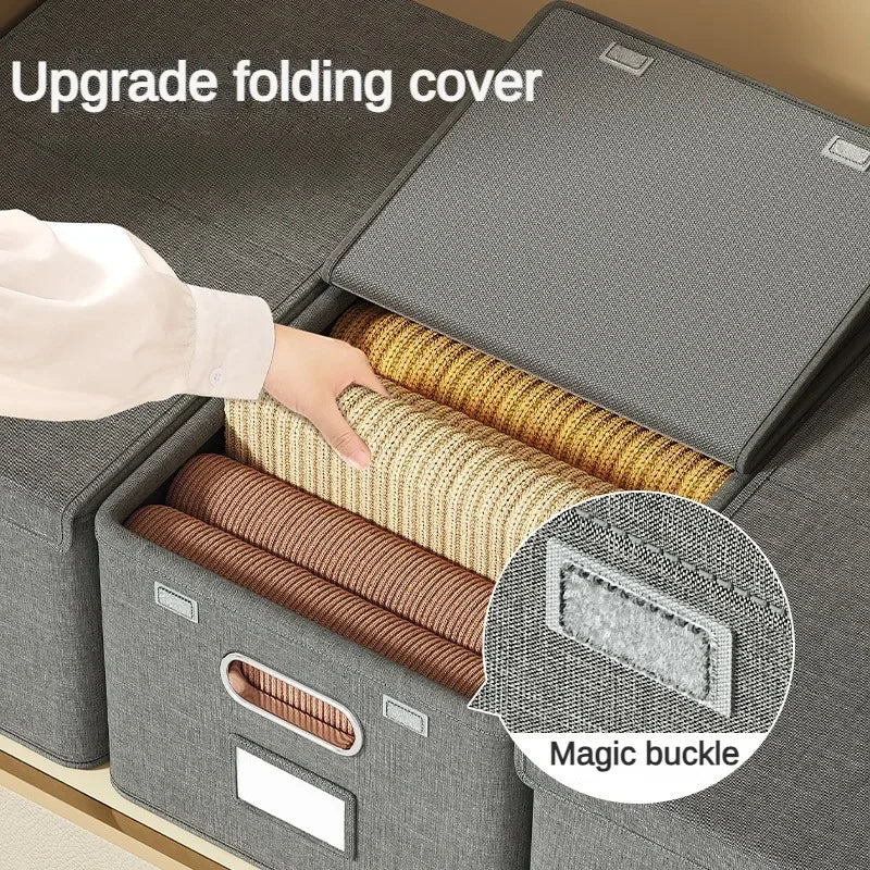 Cation Folding Conjoined Lid Organiser Large Capacity Flip Lid Organiser Household Clothes Organiser Wardrobe Storage Boxes