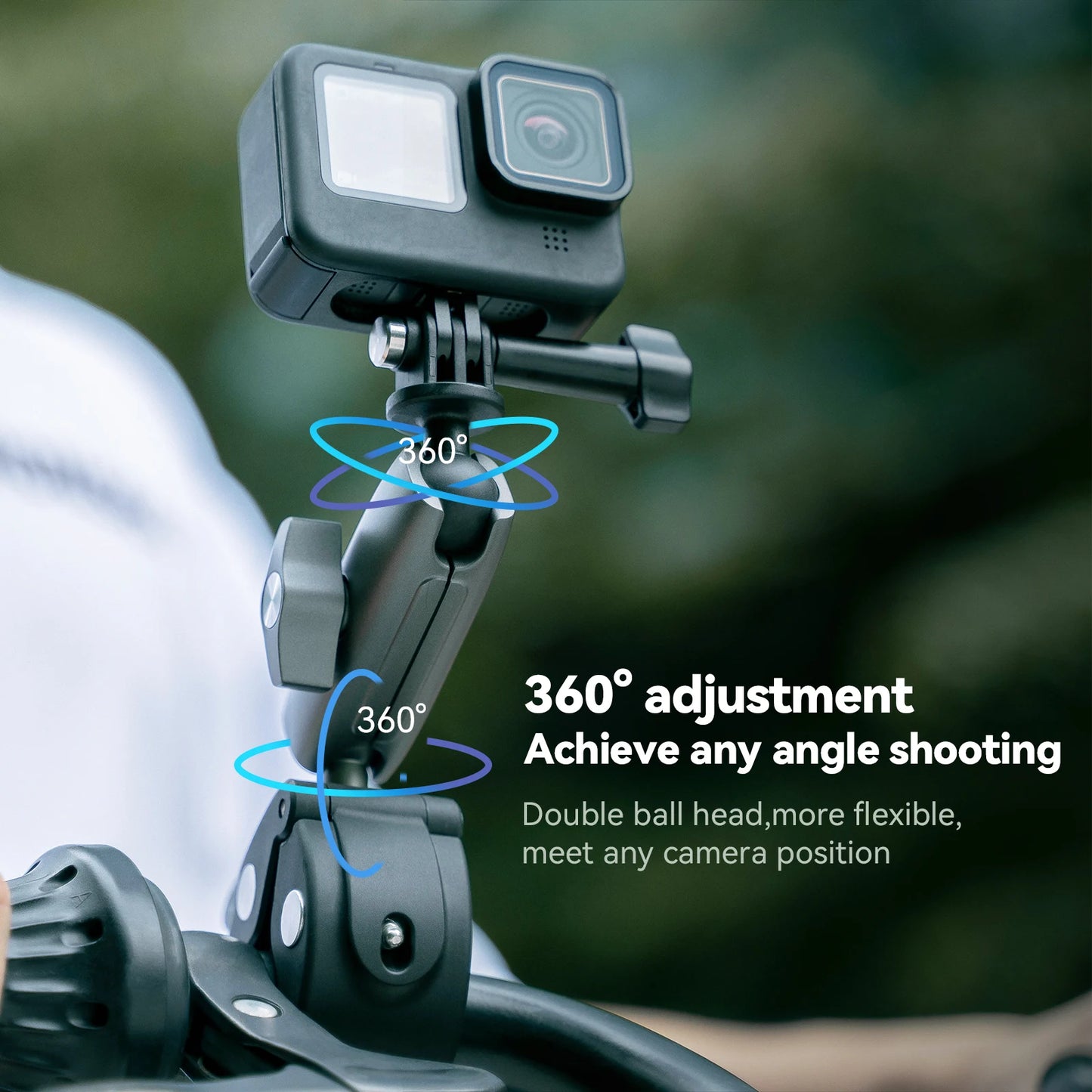 TELESIN Cycling Motorcycle Clip Magic Arm 360° Aluminum Alloy Super Clamp 1/4" Hole For Camera GoPro Mobile Phone Action Camera
