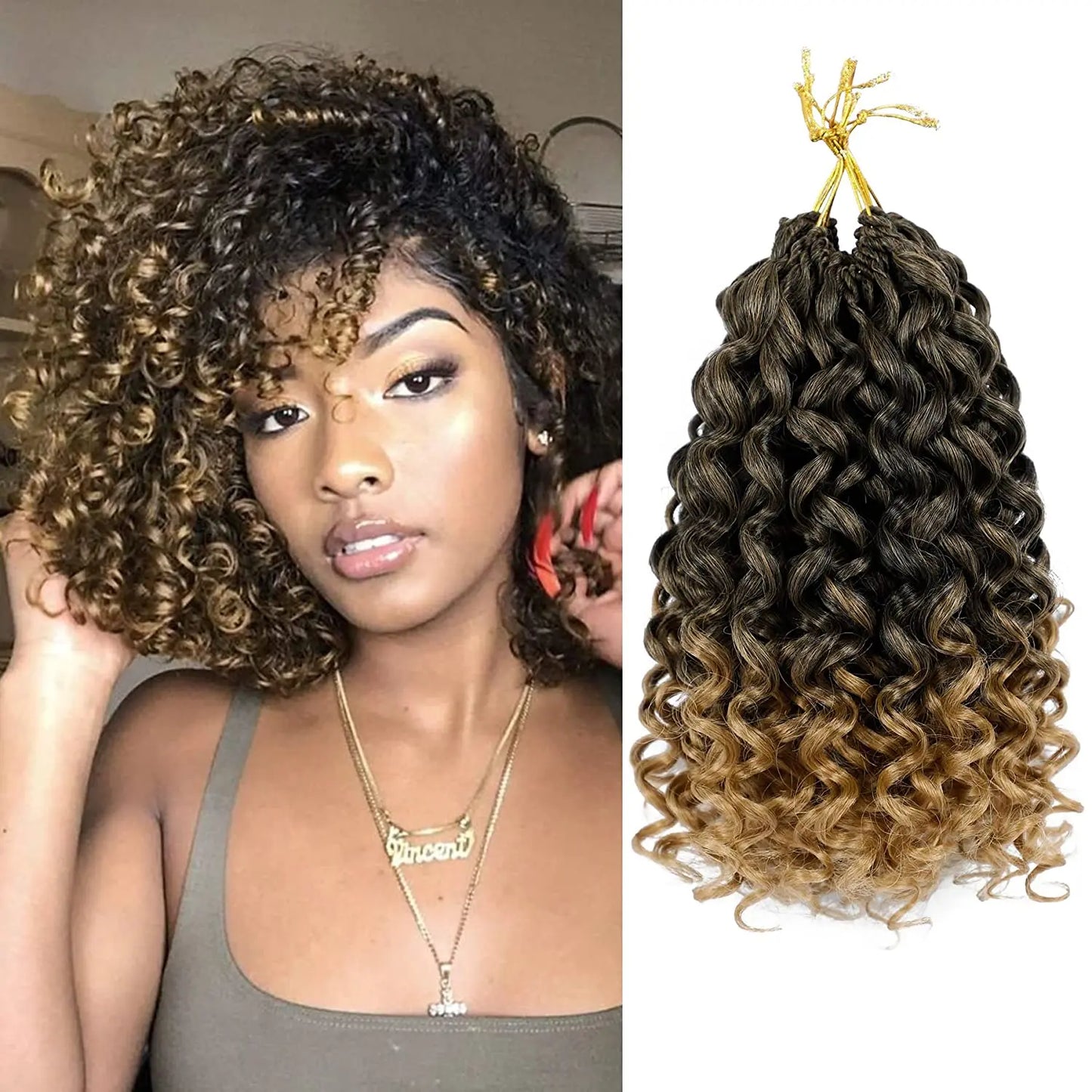 GoGo Curl Crochet Braids for Water Wave Crochet Hair for Black Women,12in Natural Black Deep Synthetic Braiding hair Extensions