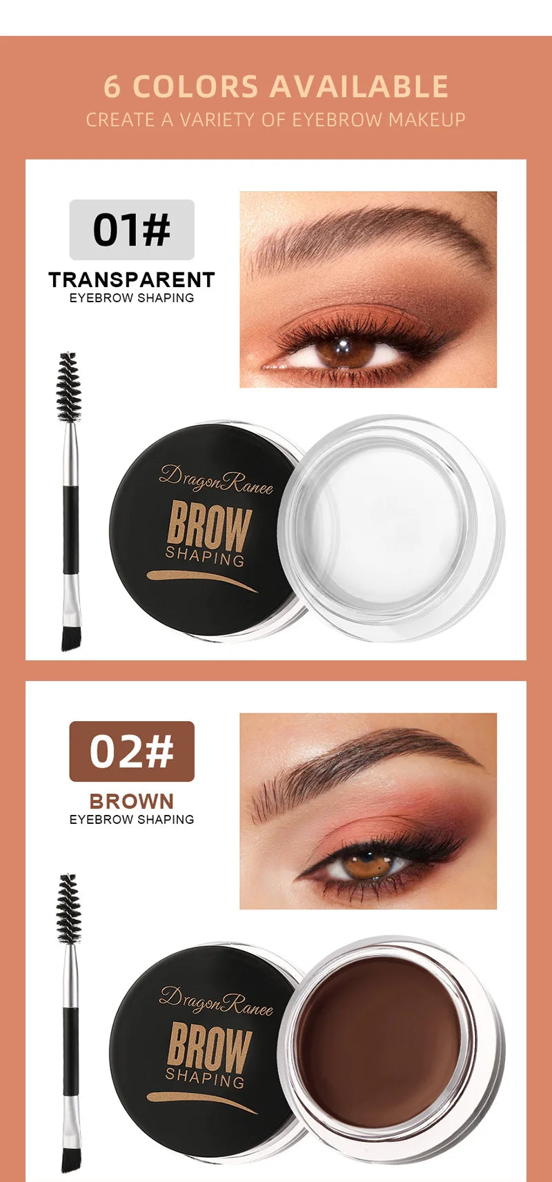 3D Wild Eyebrow Gel Wax Brow Styling Soap Waterproof Long Lasting Tint Eyebrows Enhancers Brows White Brown Makeup Cosmetic Tool