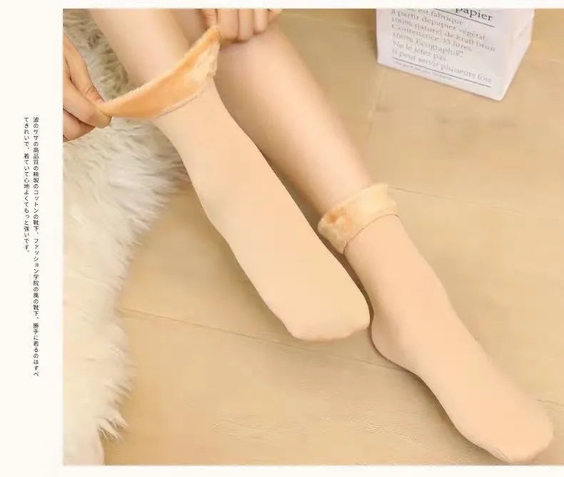 Women's Winter Thick Insulation Short Cashmere Socks Nylon Snow Velvet Boot Solid Color High-quality Women's Floor Socks