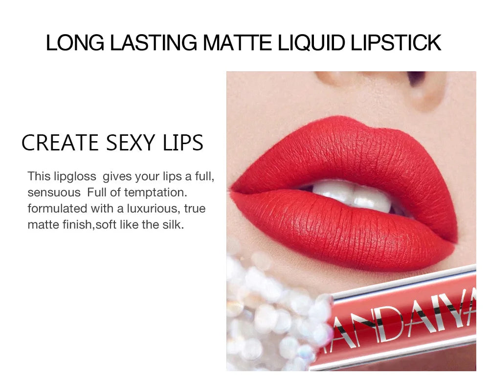 6Pcs Makeup Lipstick Liquid Velvet Matte Gloss Lip Red Lipstick Nude Women Long Lasting Waterproof Beauty Cosmetic Kit