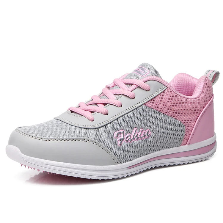 Breathable Sneakers For Women 2024 New Fashion Solid Color Soft Women Sneakers Mesh Fabric Lace Up Woman Shoes Female Footwear