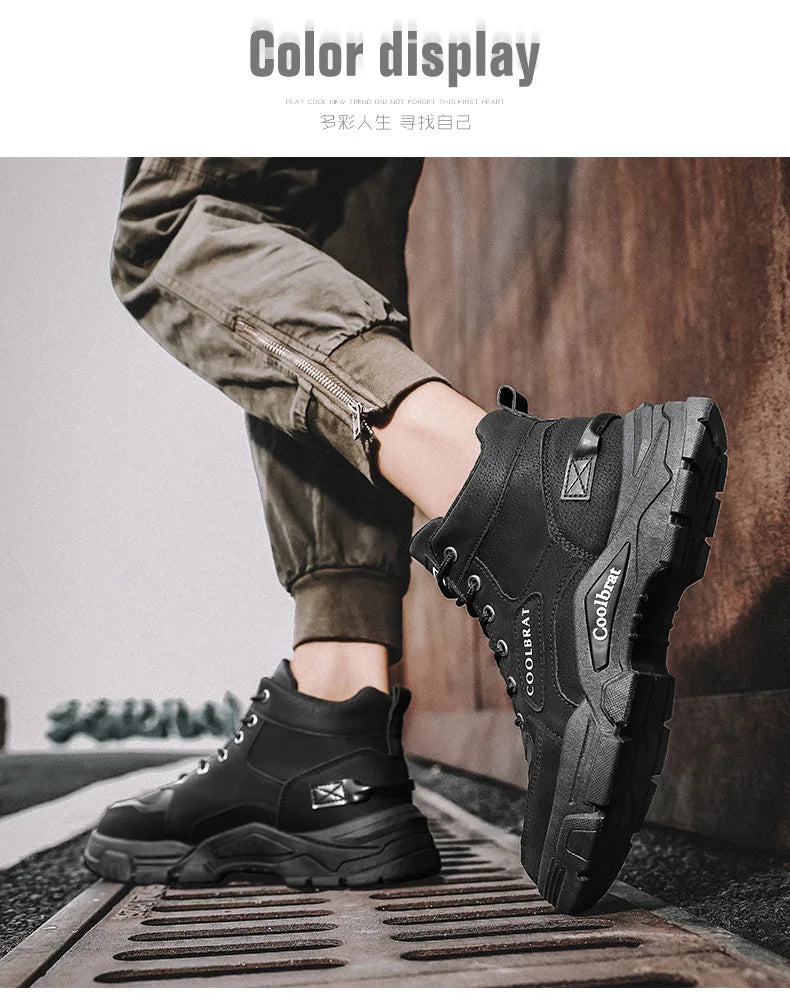 2024 Mens Boots Casual Shoes Winter Leather Designer Luxury Ankle boots Platform Work Safety shoes Sneakers botas para hombre
