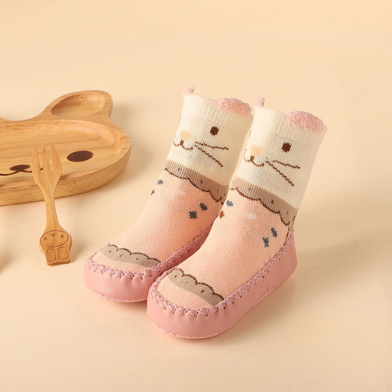 2024 New Born Baby Socks with Rubber Soles Infant Baby Girls Boys Shoes Spring Autumn Baby Floor Socks Anti Slip Soft Sole Sock