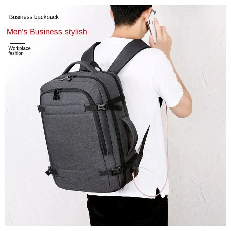 40LExpandable USB Travel Backpack, Flight Approved Carry on Bags for Airplanes,Water Resistant Durable 17-inch backpack men