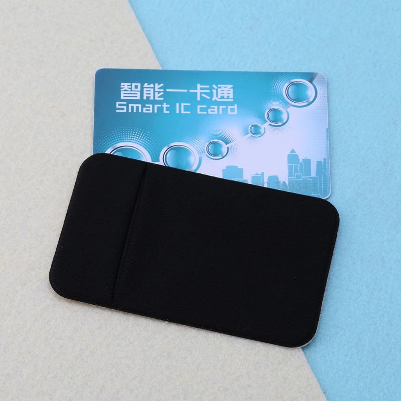 Credit Card Wallet Holder Pocket Stick-On Adhesive Elastic Tool