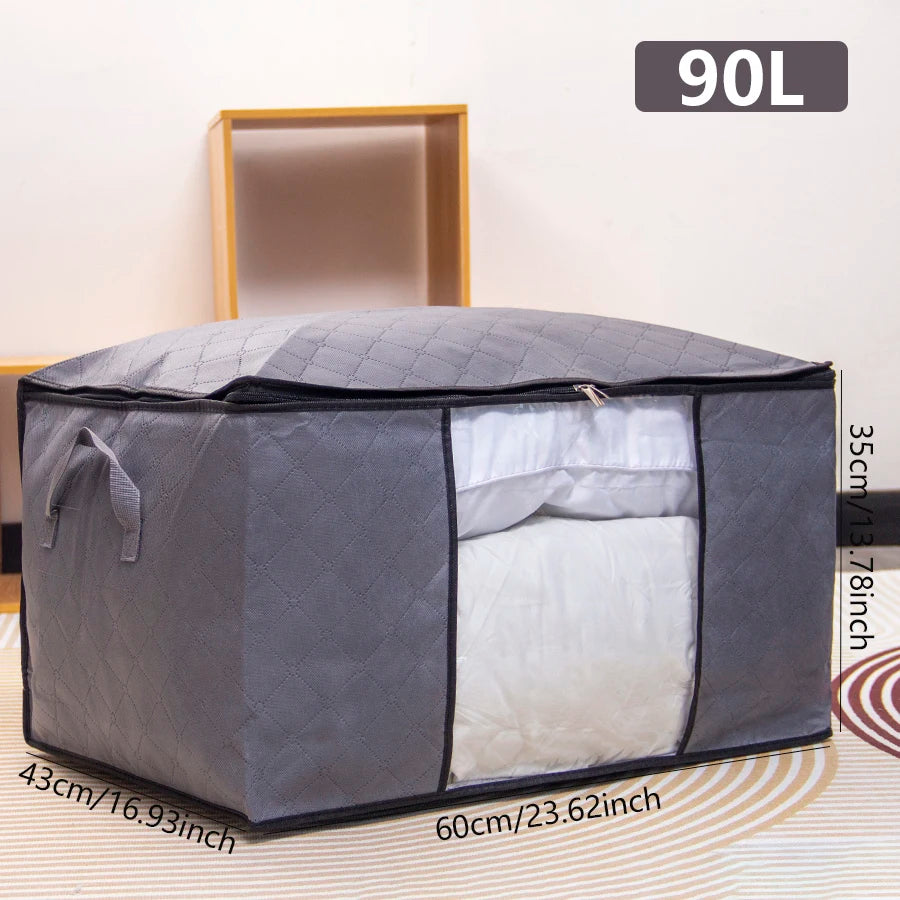 New fabric thickened non-woven fabric portable reinforced household foldable storage basket large capacity clothes quilt storage