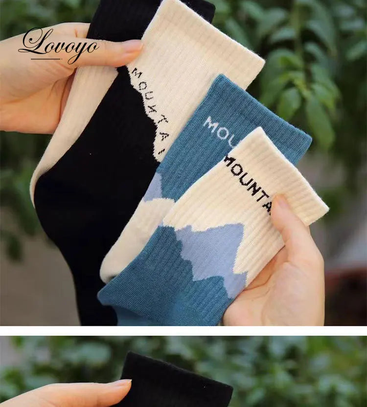 INS Fashion Socks Hip Hop Skateboard Striped Mid Tube Socks Solid Color Breathable Cotton Sock Women Cute Socks