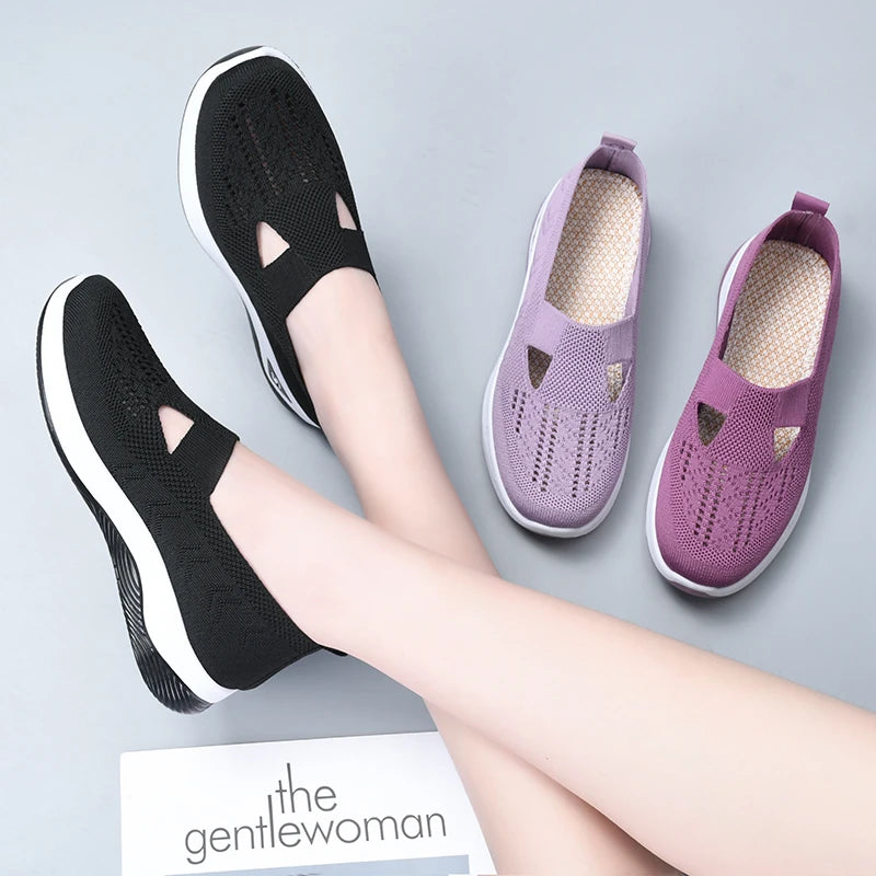 Summer New Comfort Casual Women's Shoes New Fashion Soft Sole Breathable Hollow Out Flat Shoes for Women Zapatos De Mujer