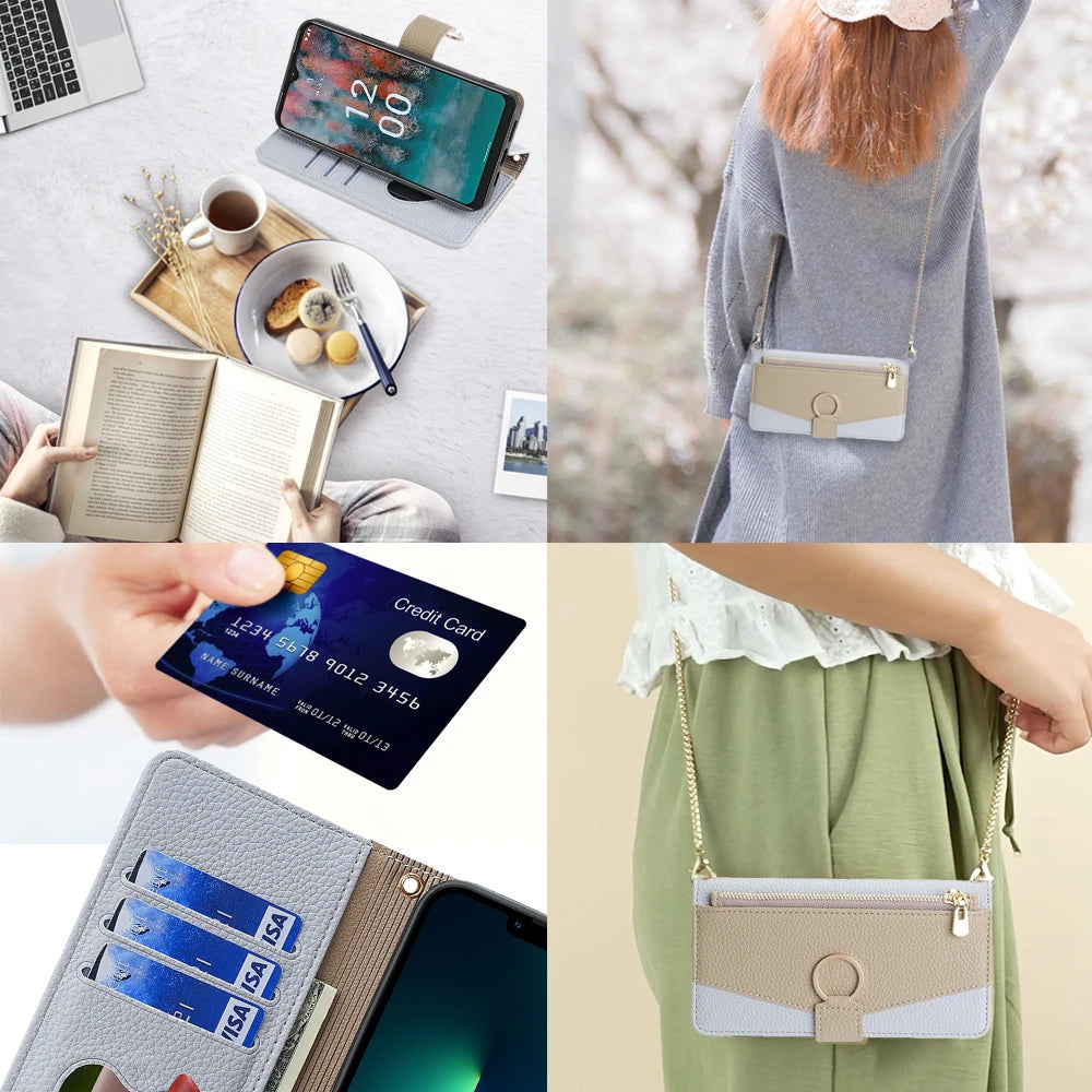 New Fashionable Multi-color Patchwork Flip Leather Phone Case with Lanyard Nokia C12 Pro X10-X20 G21-G11 G10-G20 C20 1.4