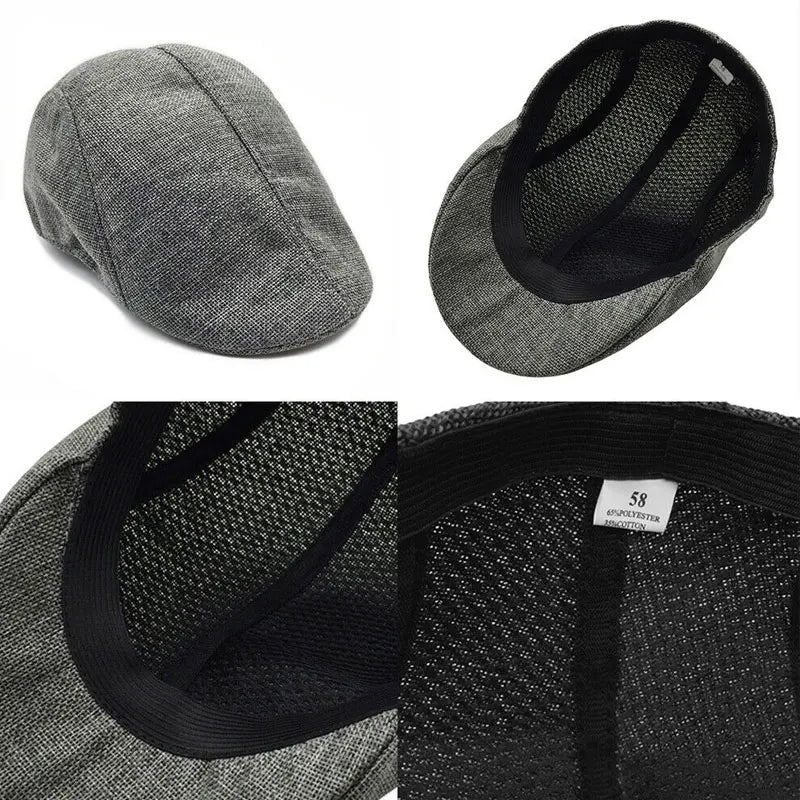 Men Berets Cap British Style 2024 New Autumn Summer Linen Hats Fashion Flat Caps Classic Vintage Gatsby Cabbie Cap Chapeau Homme