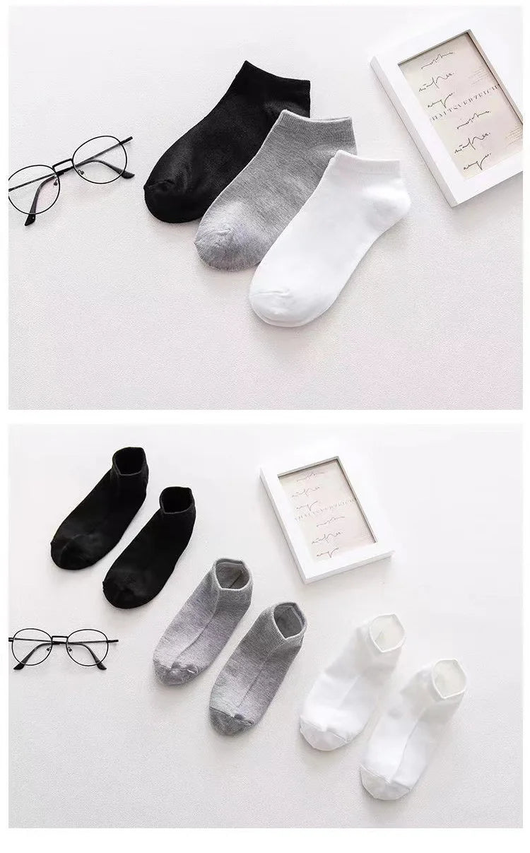Low Cut Men Socks Solid Color Black White Gray Breathable Cotton Sports Socks Male Short Socks Women Men