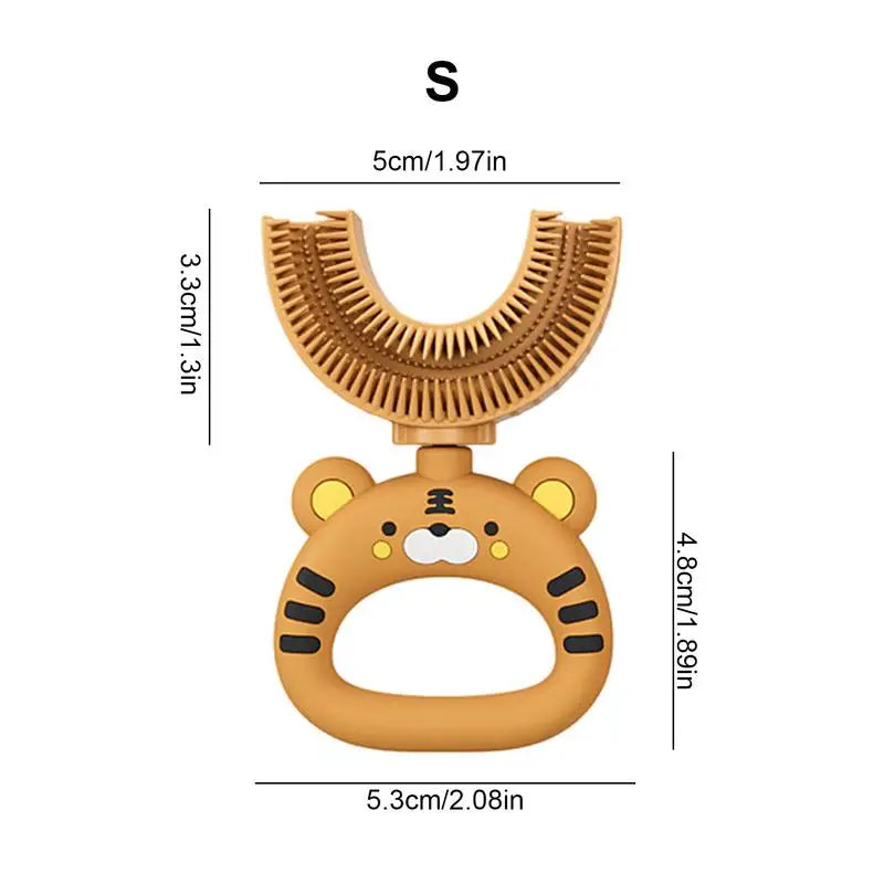 Silicone U Shaped Toothbrush U-Shaped Cartoon Tiger Design Toothbrush Soft Silicone Brush Head Extra Soft Toothbrush Training