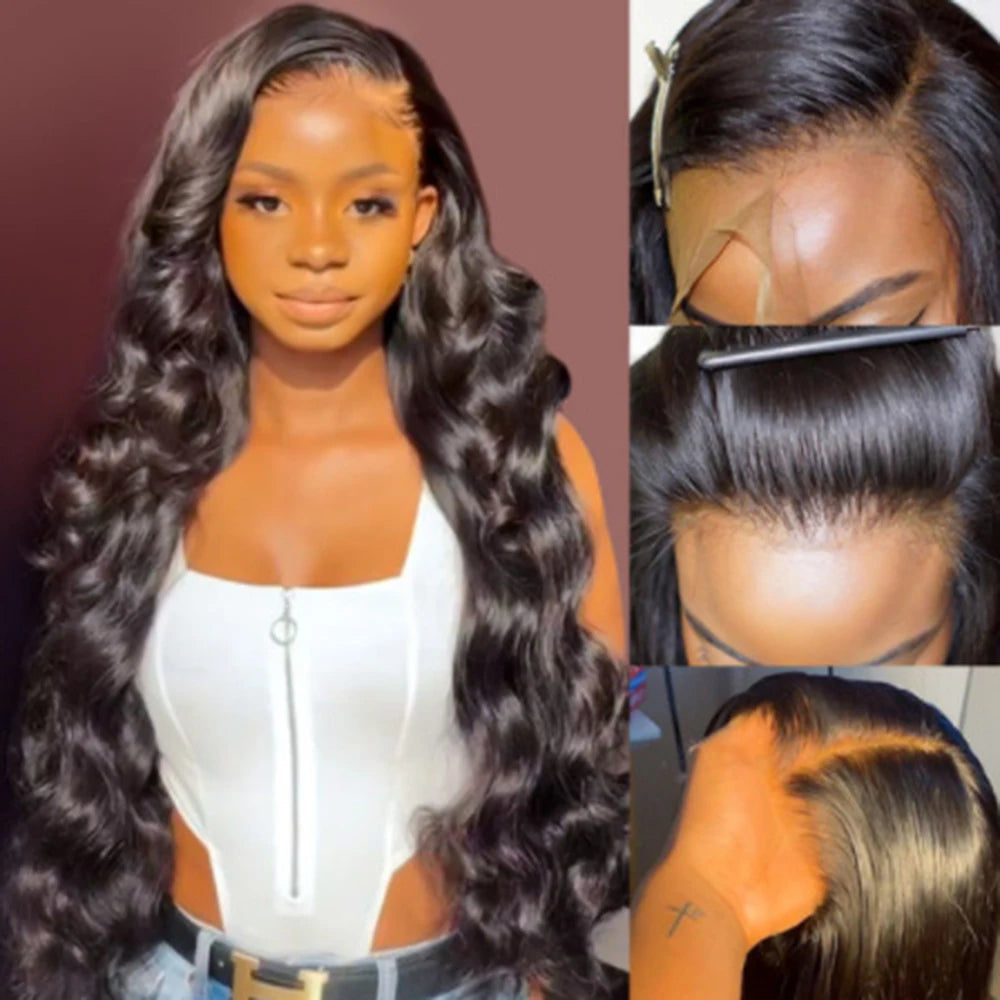 African Synthetic wig women's black wavy curly medium long hair chemical fiber matte high-temperature silk headband cover 50CM