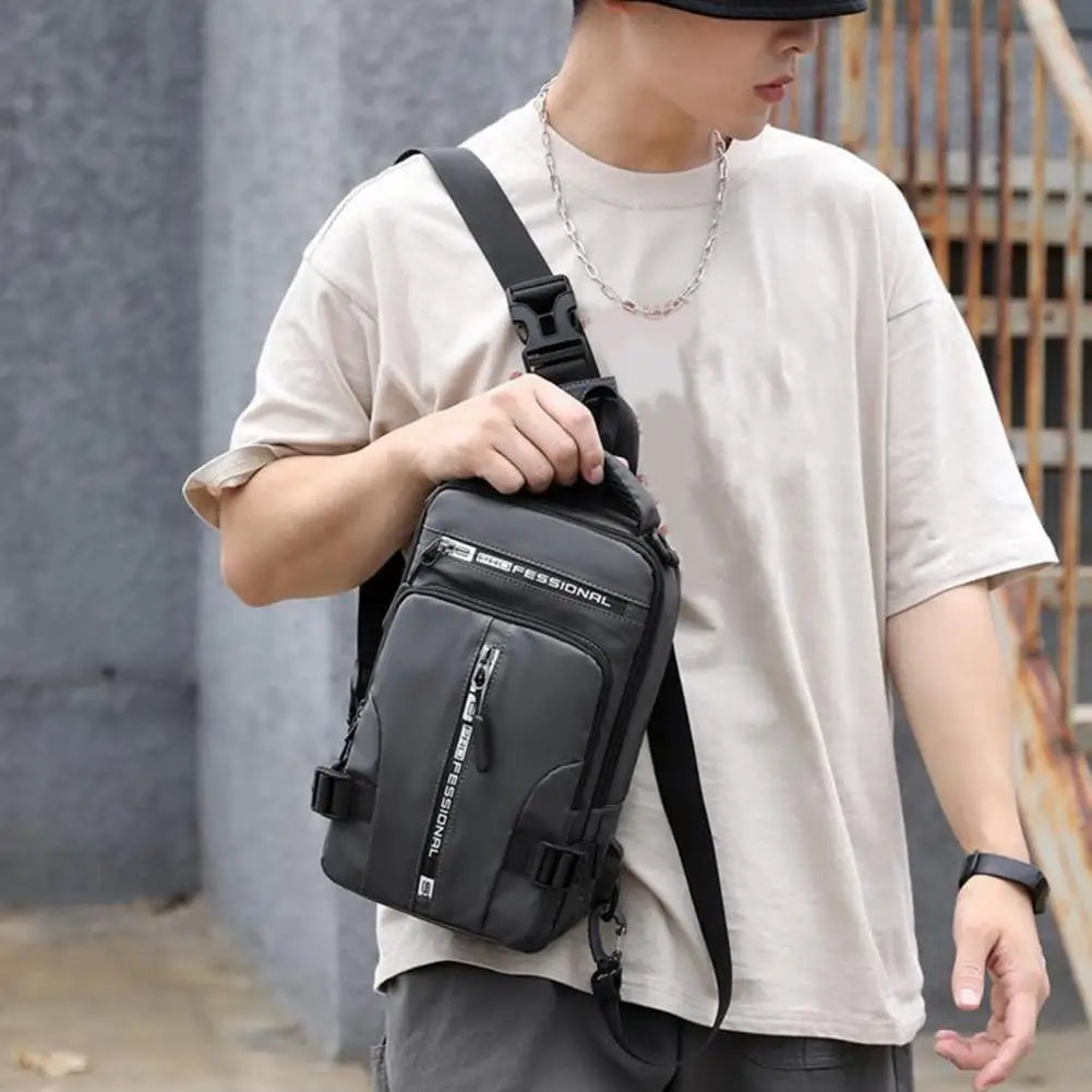 Chest Bag With USB Charging Port Outdoor Cross Bag Men Handbag Sling Shoulder Bag Waterproof Travel Men Chest Bag Sports Pack