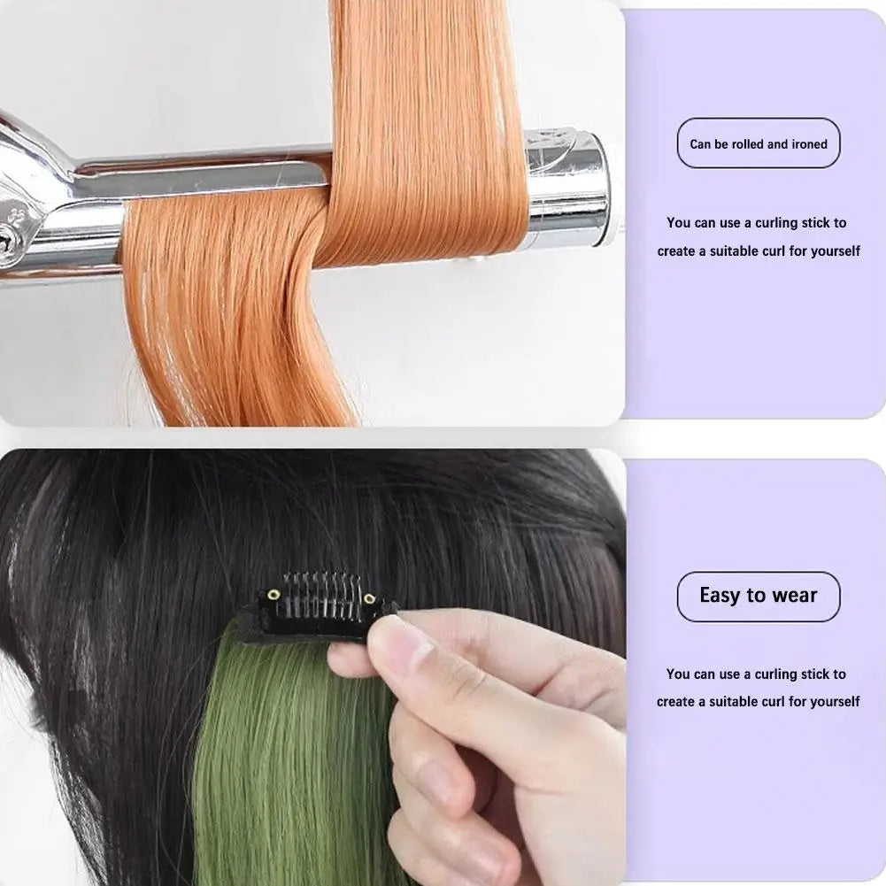 Curled Hair Ear Dye Hair Patches Seamless One Piece Color Highlight Dyed Wig Patch Women's Long Hair Invisible Wig