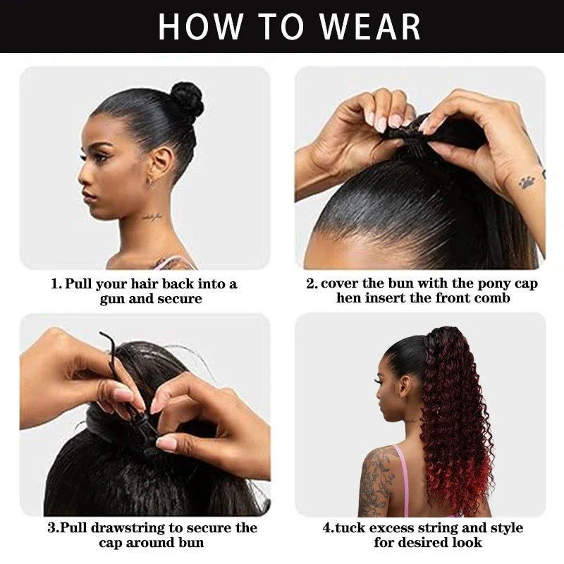 Corn Curly Drawstring Ponytail Extension For Black Women Long WavyNatural Ponytail Synthetic Hairpiece Natural Synthetic Hair