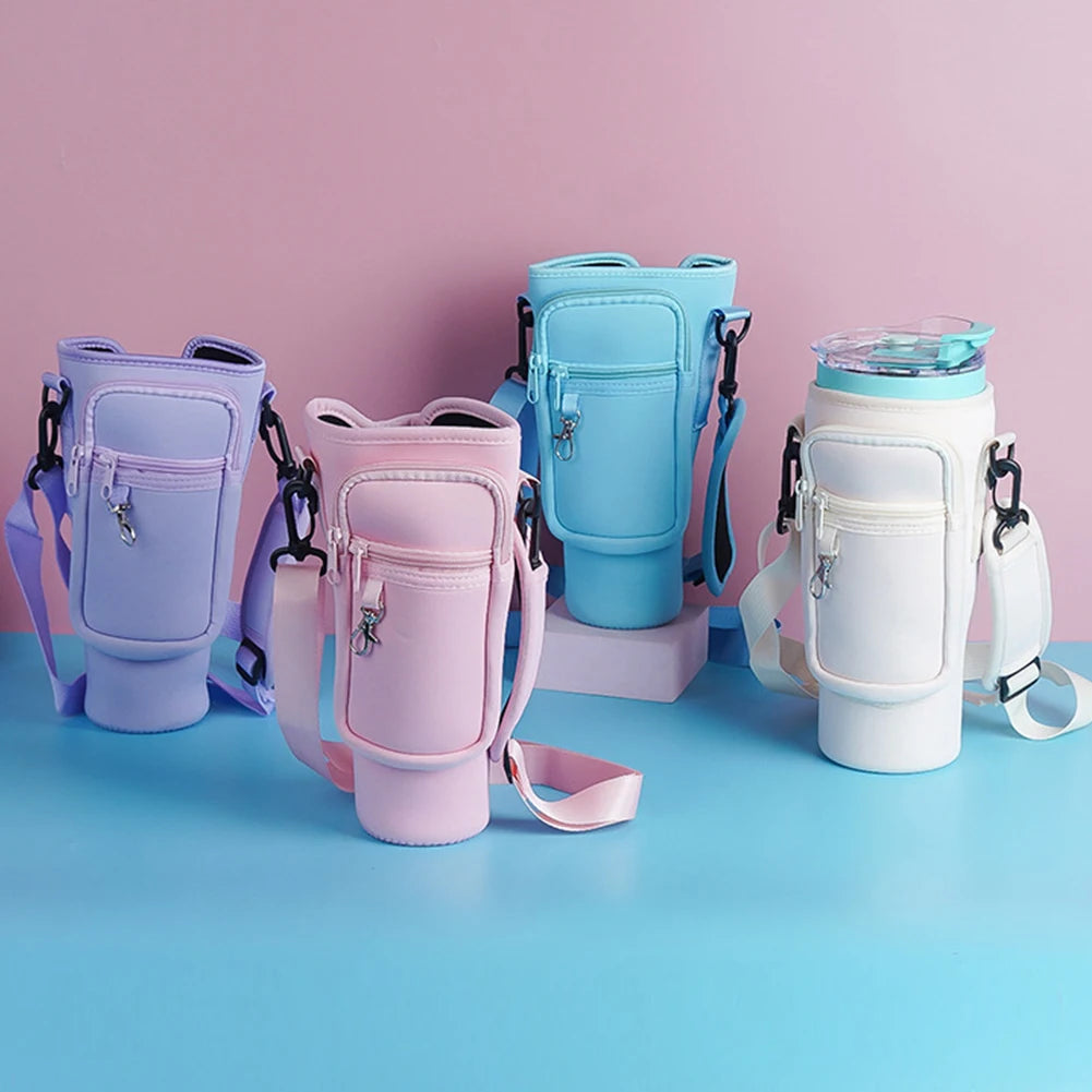 40oz Water Bottle Cover Bag Pouch With Adjustable Straps Neoprene Water Pouch Holder Bottle Carrier Bag For Stanley Quencher Cup