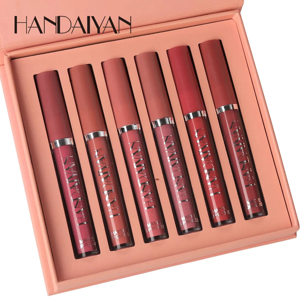6Pcs Makeup Lipstick Liquid Velvet Matte Gloss Lip Red Lipstick Nude Women Long Lasting Waterproof Beauty Cosmetic Kit