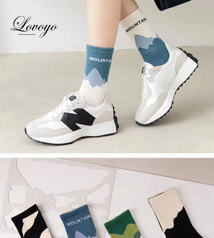 INS Fashion Socks Hip Hop Skateboard Striped Mid Tube Socks Solid Color Breathable Cotton Sock Women Cute Socks