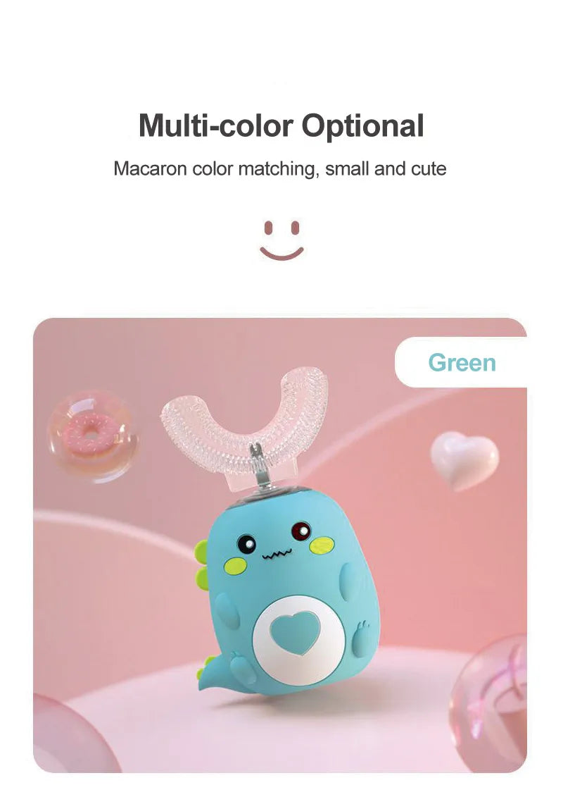 Children Electric Toothbrush Smart 360 Degrees U Shape Cartoon Pattern Kids Toothbrushes Rechargeable Sonic Automatic Toothbrush