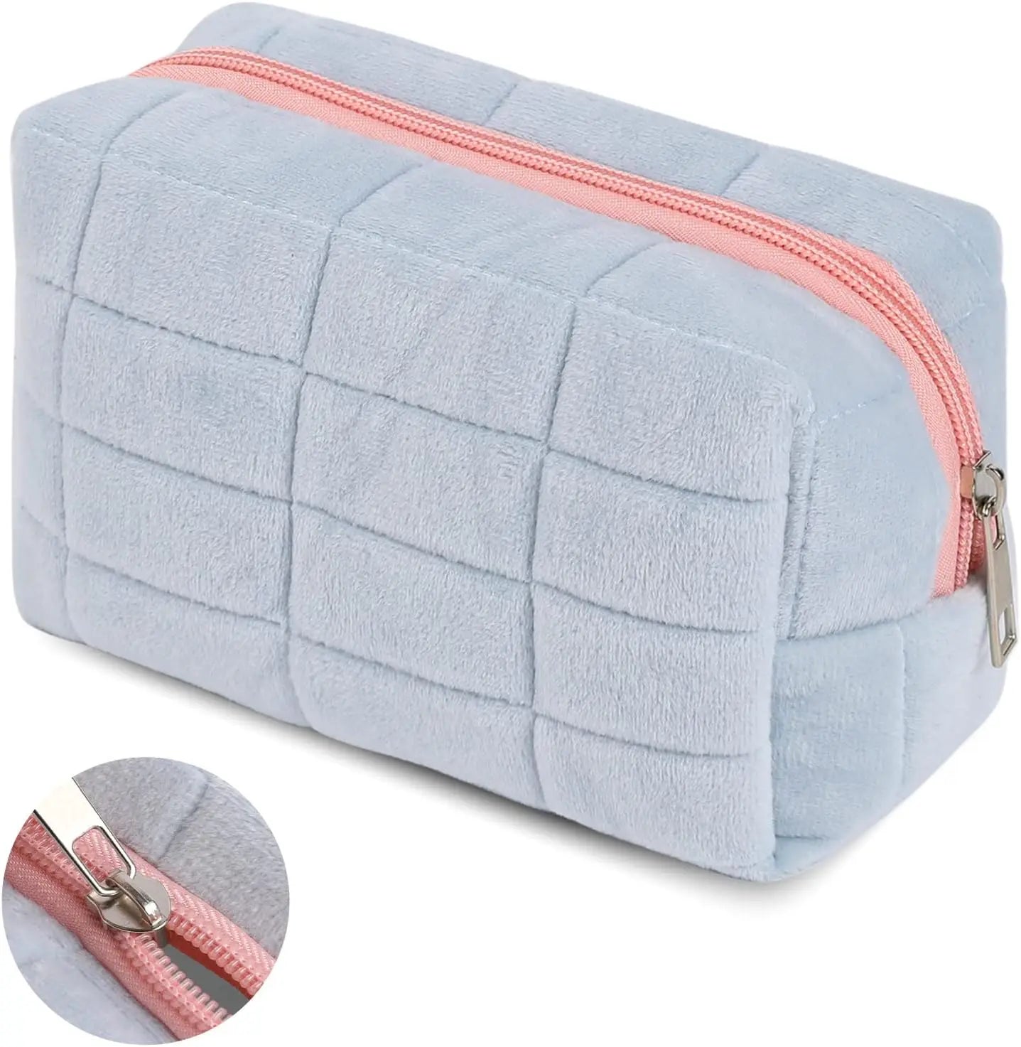 Women Zipper Fur Cosmetic Storage Bag Large Solid Makeup Organizer Handbag Stationery Pencil Case Travel Make Up Toiletry Punch