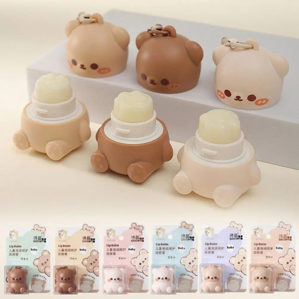 Children Fruity Lip Balm Moisturizing Anti-Dry  Anti Crack Lip Balm Baby Available Lip Care Cute Little Bear Lipstick Skin Care