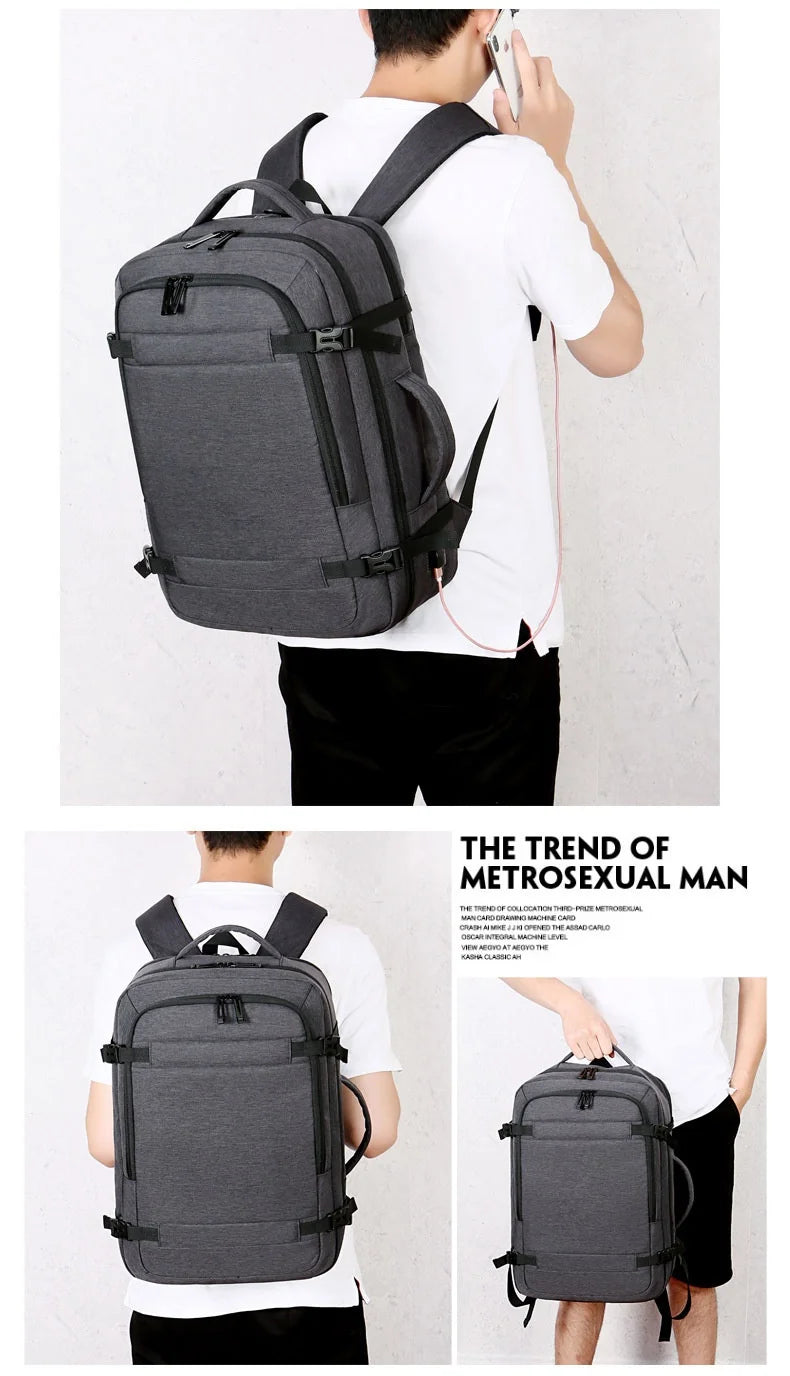 40LExpandable USB Travel Backpack, Flight Approved Carry on Bags for Airplanes,Water Resistant Durable 17-inch backpack men