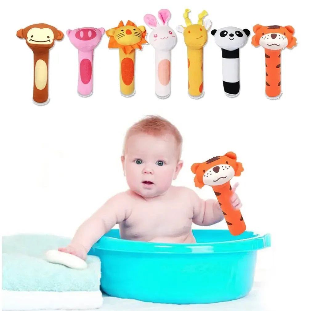 New Baby Animal Hand Bell Rattle Soft Rattle Toy Newborn Educational Rattle Mobiles Baby Toys Cute Plush Bebe Toys 0-12 Months