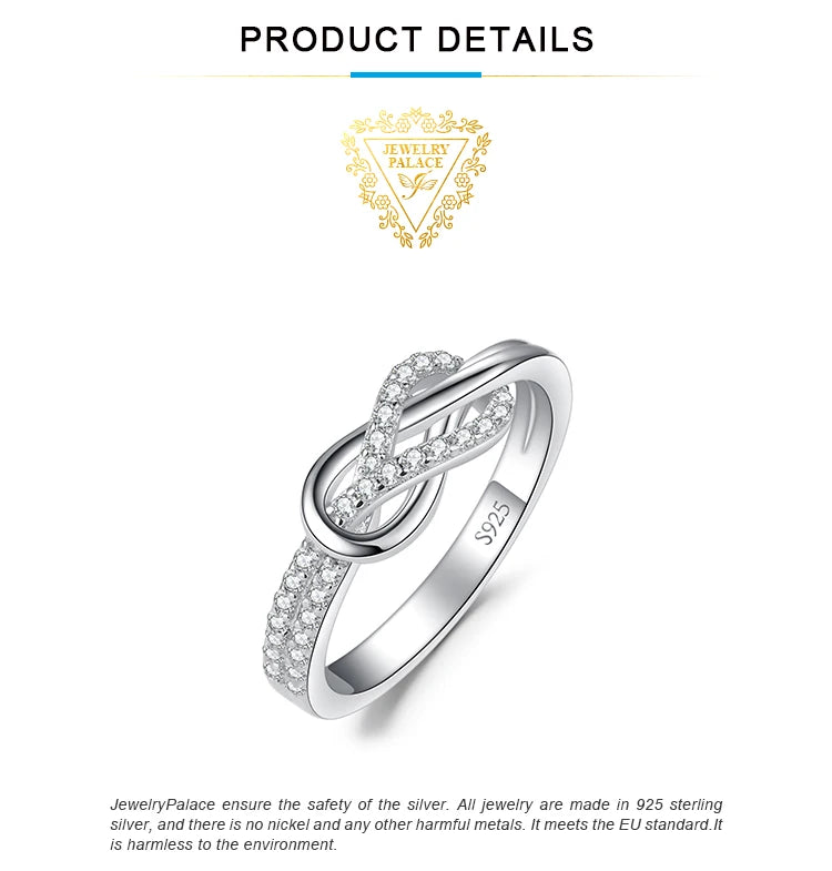 JewelryPalace New Arrival Infinity Love Knot Gemstone 925 Sterling Silver Statement Ring for Woman Fashion Classic Fine Jewelry