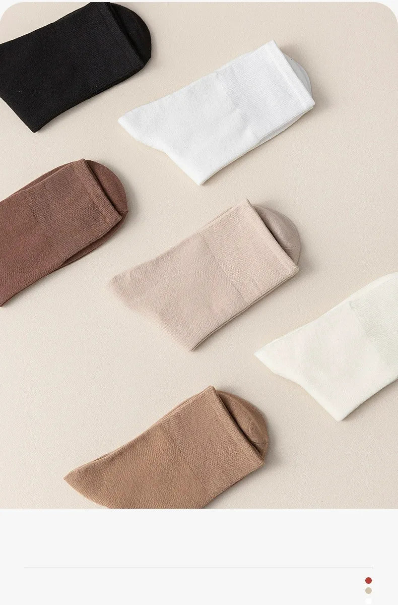 2Pairs Women Summer Thin Sweet Solid Color Cotton Socks Cute Breathable Home Sport Street Mid-tube Pile up Sox Harajuku 2024 New
