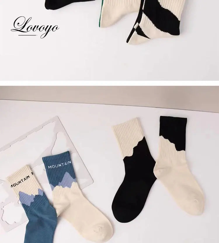INS Fashion Socks Hip Hop Skateboard Striped Mid Tube Socks Solid Color Breathable Cotton Sock Women Cute Socks