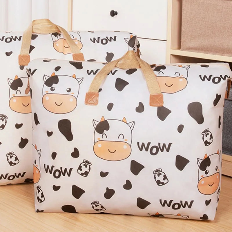 Storage Bag Cute Cartoon Pattern Luggage Bag Moisture Dust Proof Quilt Clothes Storage Bag Large Capacity Sorting Bags Household