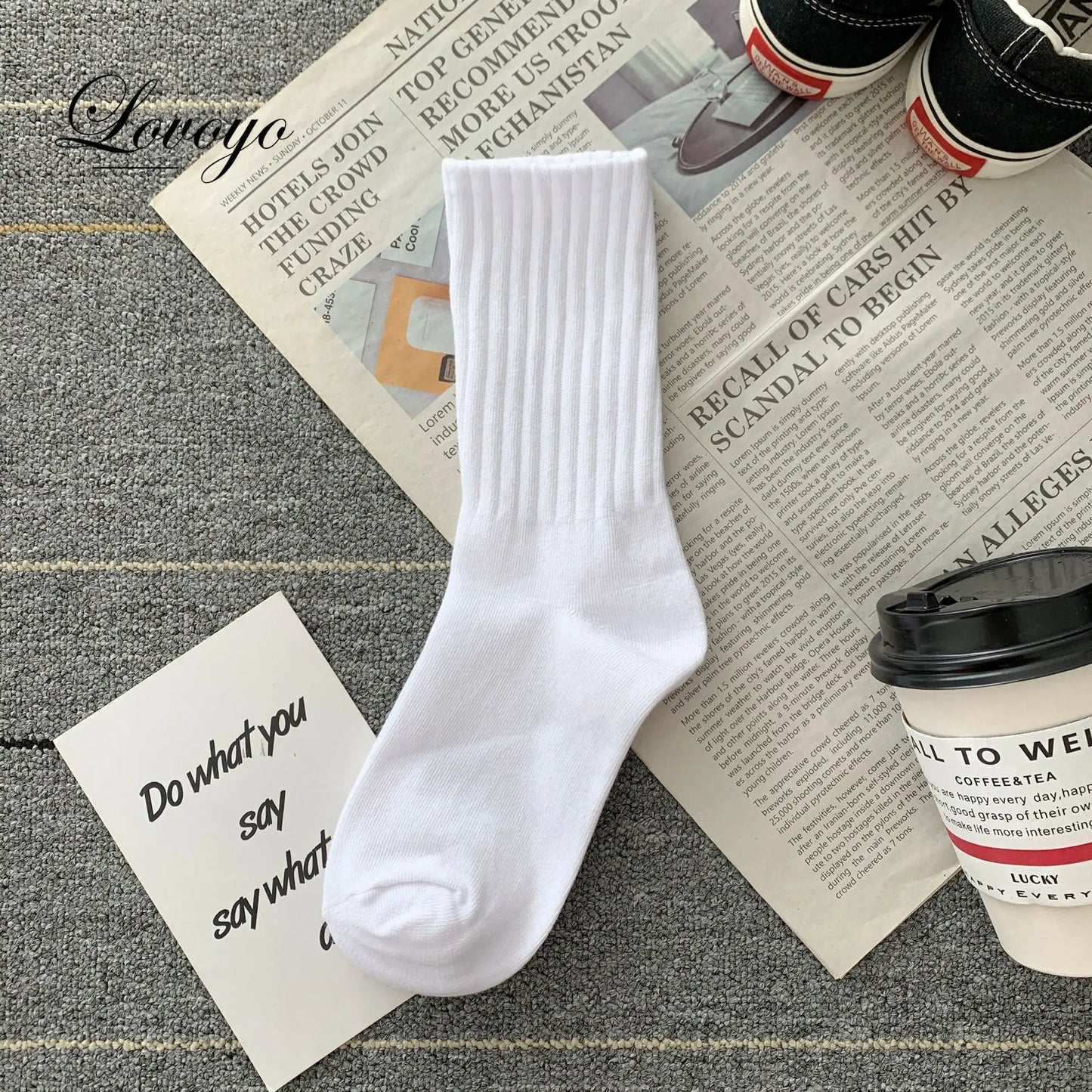 Women Classic Solid Color Striped Cotton Loose Socks Korean Fashion Japanese Style Simple Basic Socks Lady All Match Brown Sock