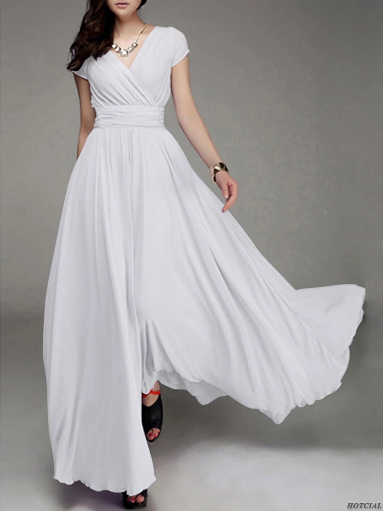 2023 Women Ladies Clothing Short-Sleeve Sexy Club Boho Beach Dress Lady Summer Deep V Neck Party Long Maxi Dress