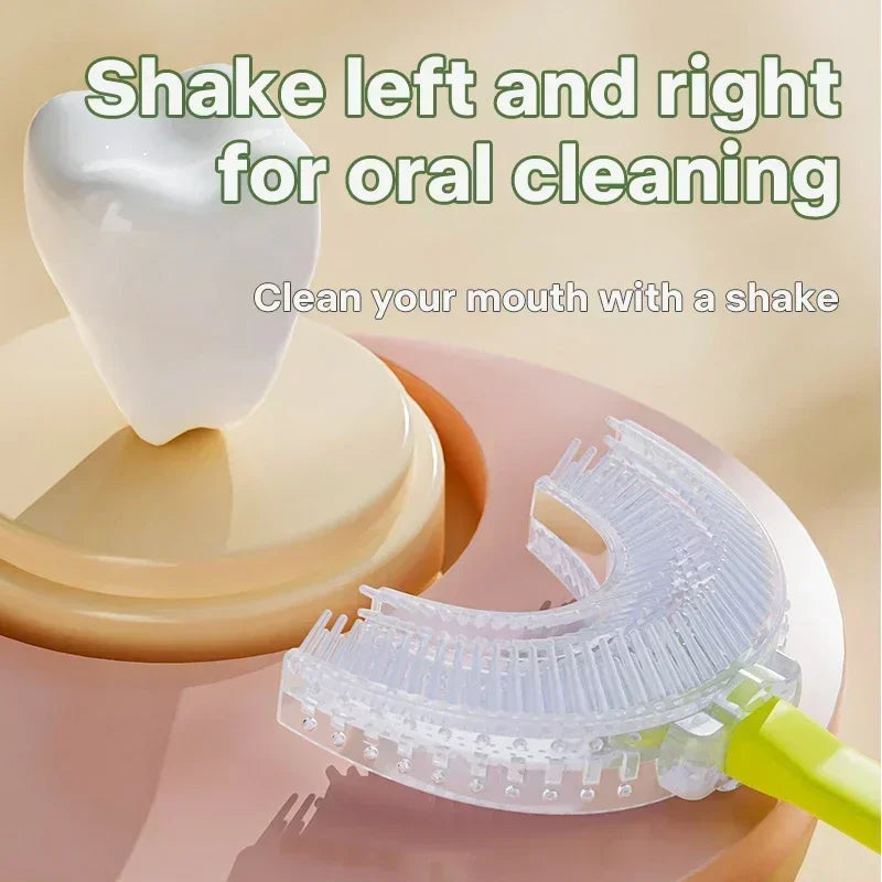 Kids Cartoon Baby Toothbrush Children 360 Degree U Shaped Teeth Brush Oral Care Cleaning Brush Silicone Toothbrush for 2-12Y