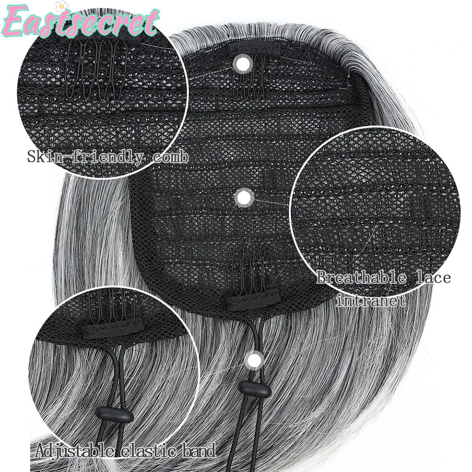 EAST Fluffy Claw Clip Messy Bun Hair Piece Short Ponytail Wig Stylish Simple Hair Extensions Wigs for Woman Daily Use