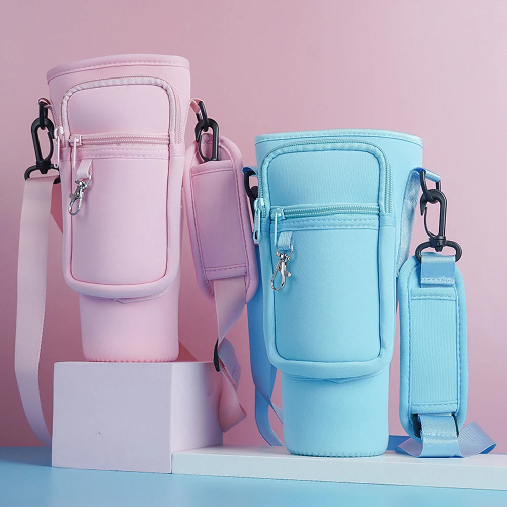 40oz Water Bottle Cover Bag Pouch With Adjustable Straps Neoprene Water Pouch Holder Bottle Carrier Bag For Stanley Quencher Cup